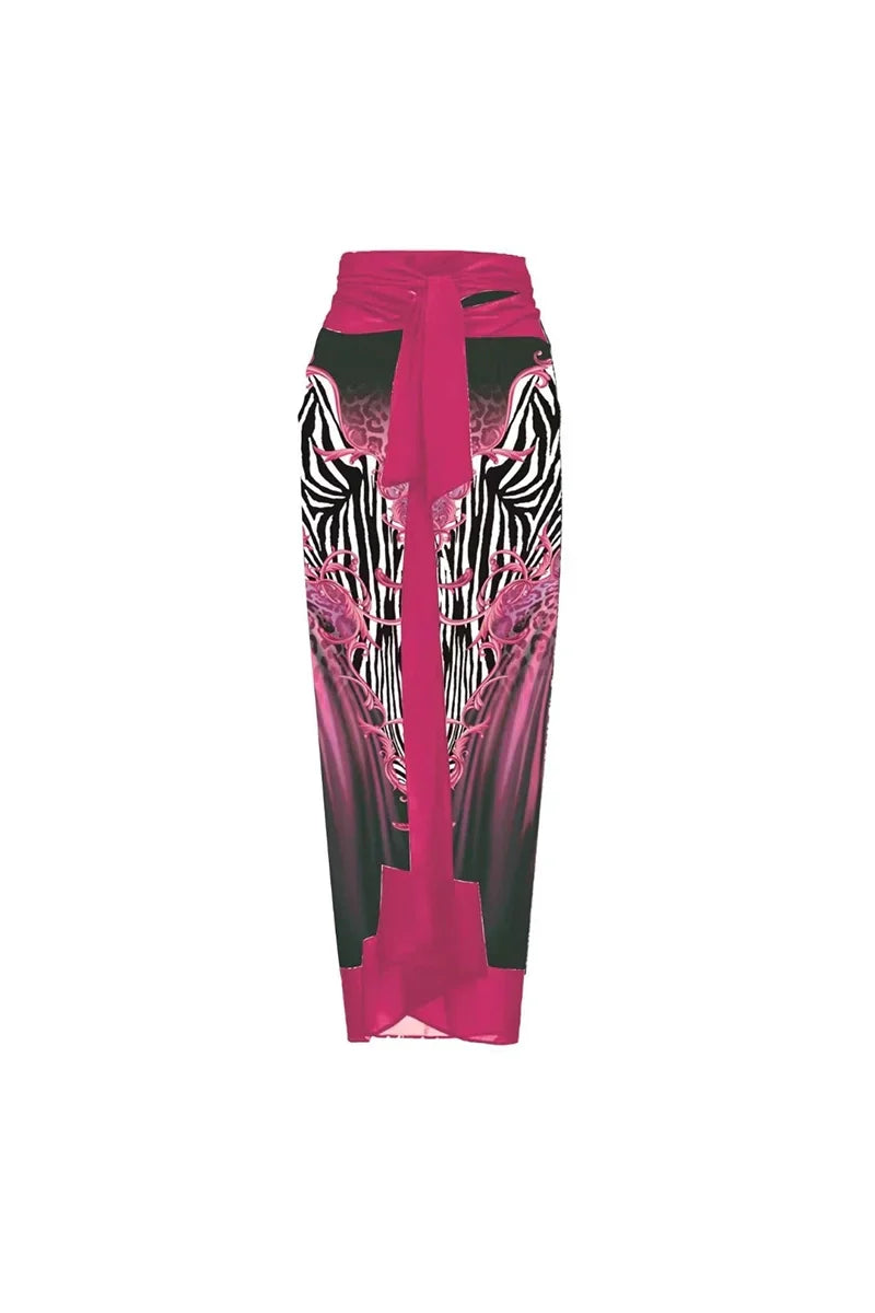 Magenta Floral Print 3D Flower Swimsuit