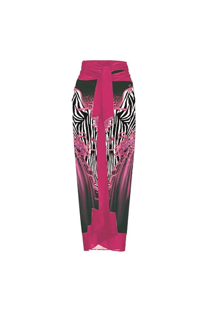 Magenta Floral Print 3D Flower Swimsuit