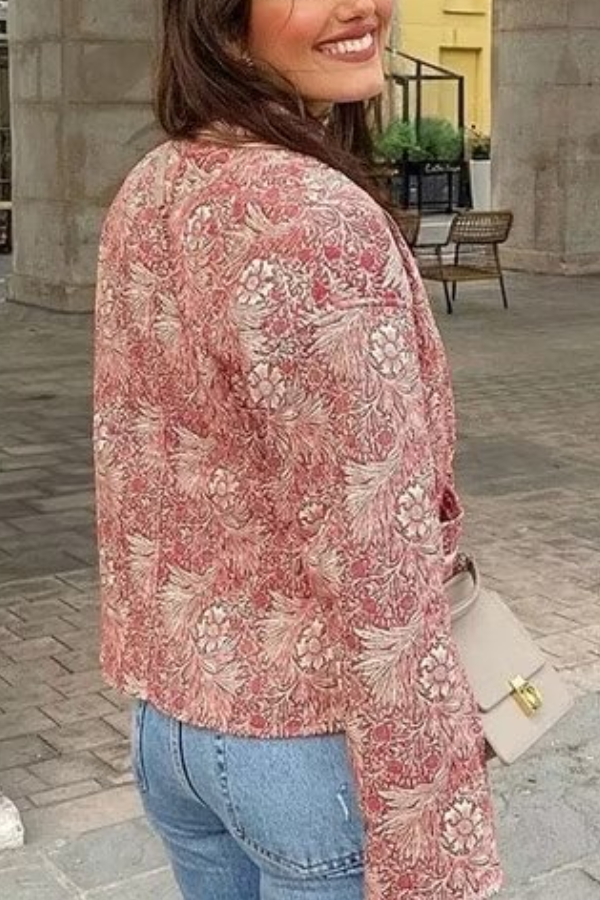 Chaqueta acolchada de algodón de manga larga con estampado versátil y suelta a la moda 