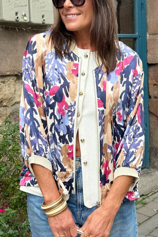 Chaqueta informal holgada de moda con cremallera
