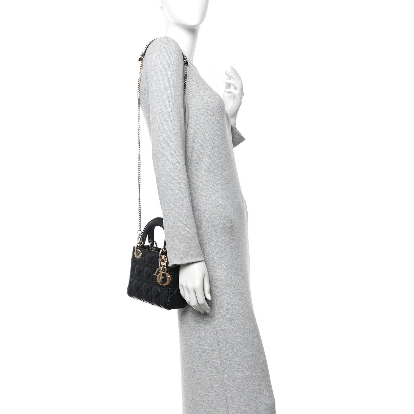 Lambskin Cannage Mini Lady Dior Black