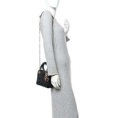 Lambskin Cannage Mini Lady Dior Black