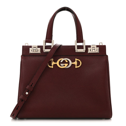 Grainy Calfskin Small Zumi Top Handle Bag Vintage Bordeaux