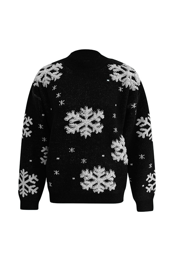 Suéter de punto con cuello alto y estampado navideño