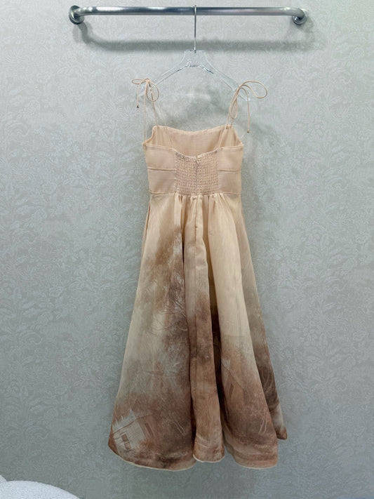 Zimmermann Polly Dress Brown Beige Cotton 347318