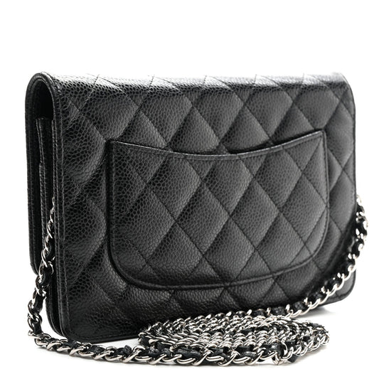 Caviar Quilted Wallet On Chain WOC Black