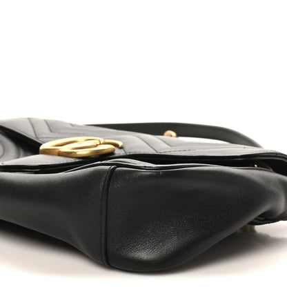 Calfskin Matelasse Small GG Marmont Shoulder Bag Black