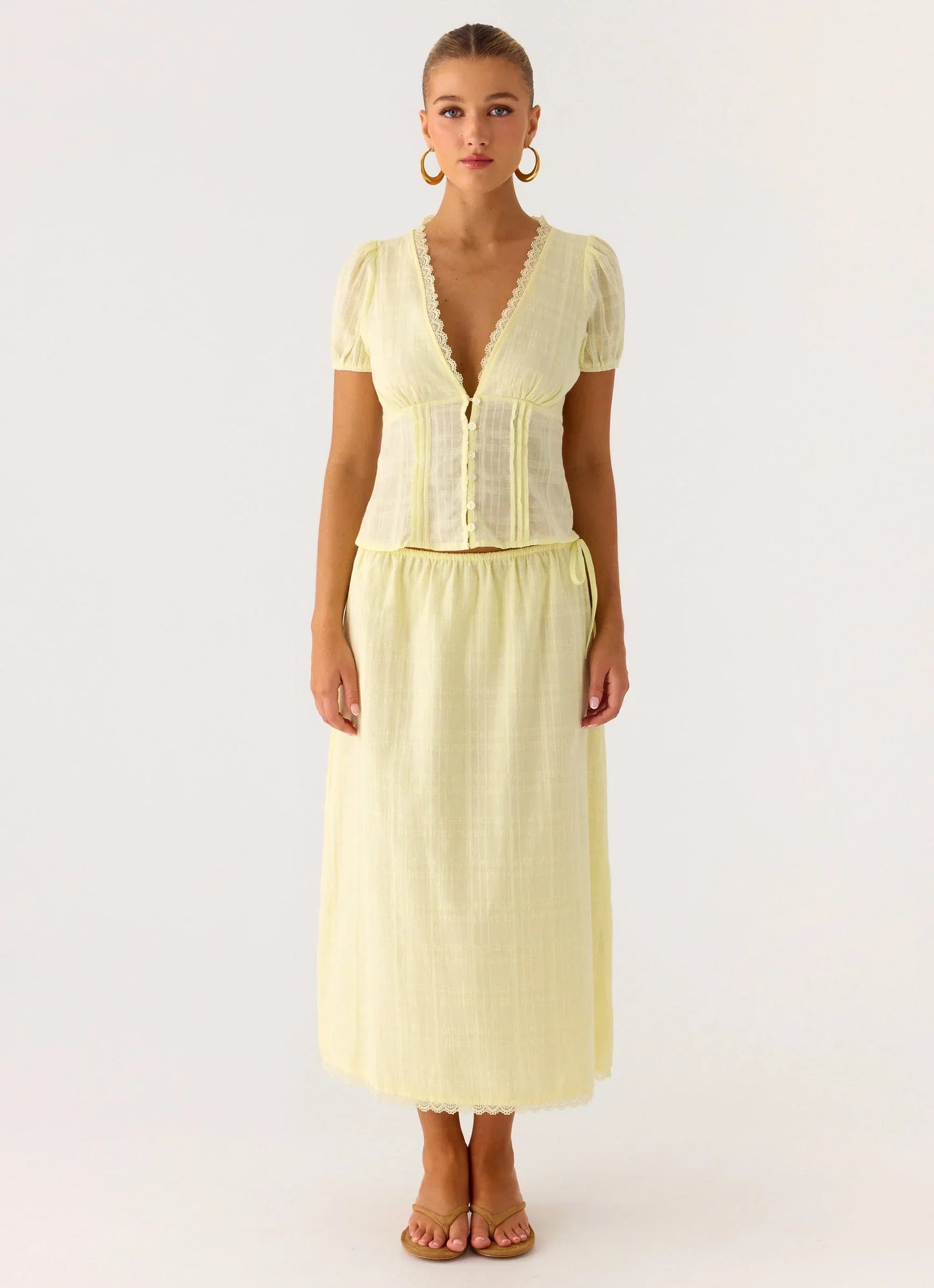 Sweet Lullaby Midi Skirt - Lemon Yellow