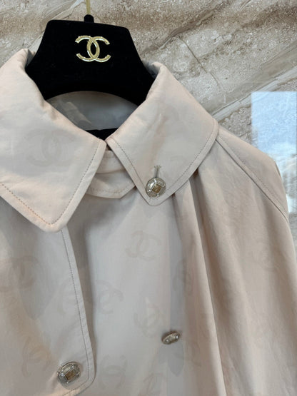 CC 25B Hidden Logo Trench Coat Beige Cotton