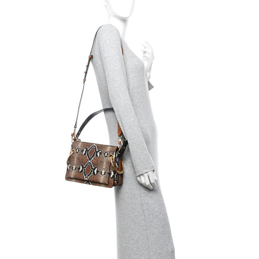 Calfskin Snakeskin Embossed Small Roy Bag Multicolor