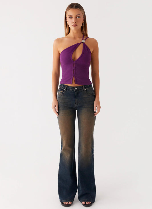 Oregon Flared Denim Jeans - Dirty Black Wash