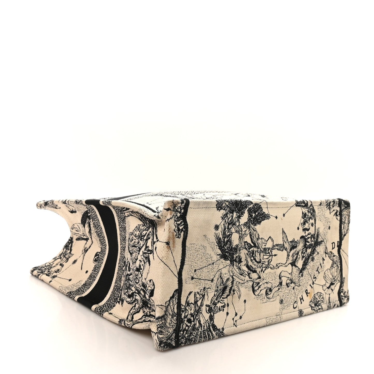 Canvas Embroidered Large Zodiac Toile De Jouy Book Tote Latte