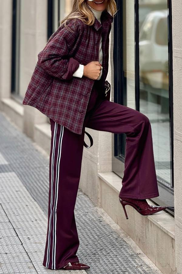 Chaqueta cálida con parte superior de cuadros finos