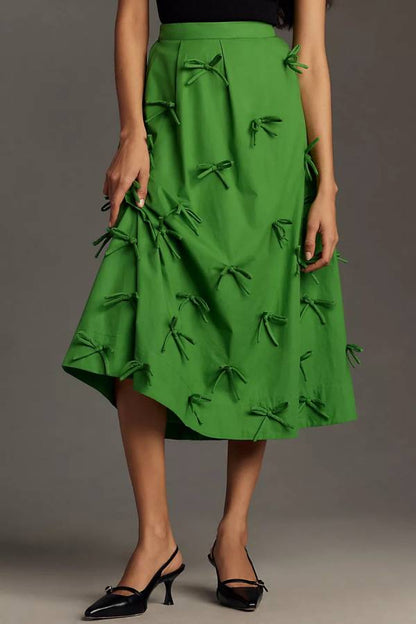 Falda midi con lazos