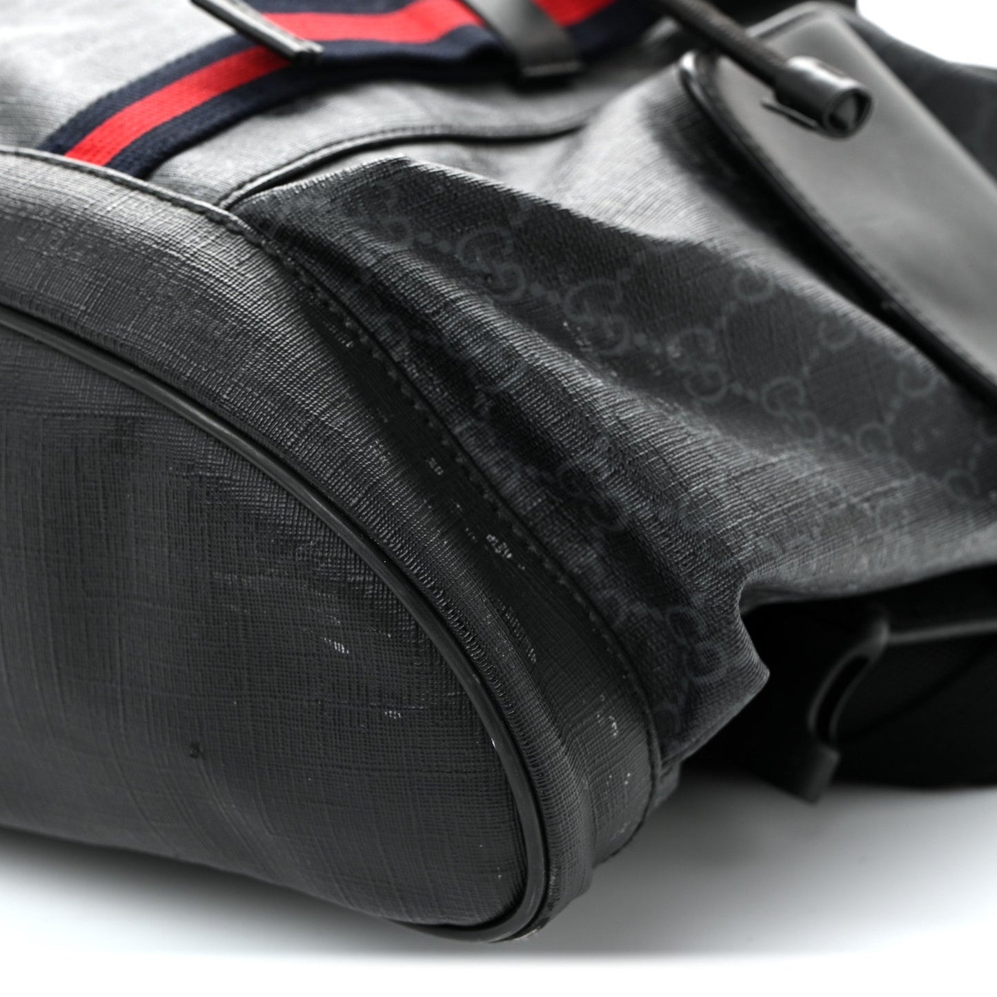 Soft GG Supreme Monogram Calfskin Web Double Buckle Backpack Black