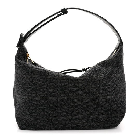 Jacquard Anagram Calfskin Medium Cubi Bag Anthracite Black
