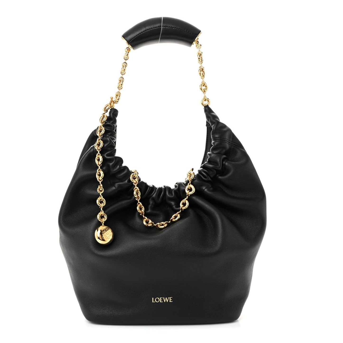 Buttery Nappa Lambskin Small Squeeze Bag Black