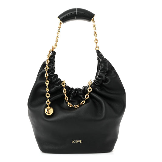 Buttery Nappa Lambskin Small Squeeze Bag Black