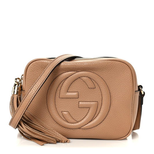Pebbled Calfskin Small Soho Disco Bag Camelia