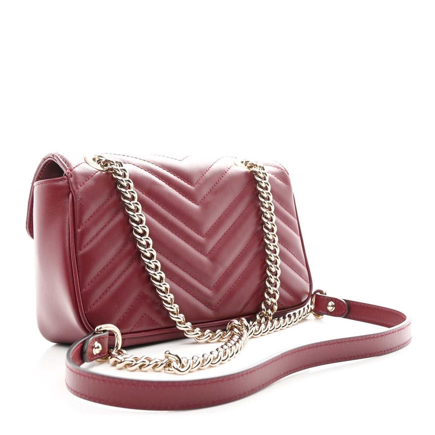Calfskin Matelasse Mini GG Marmont Shoulder Bag Rosso Ancora