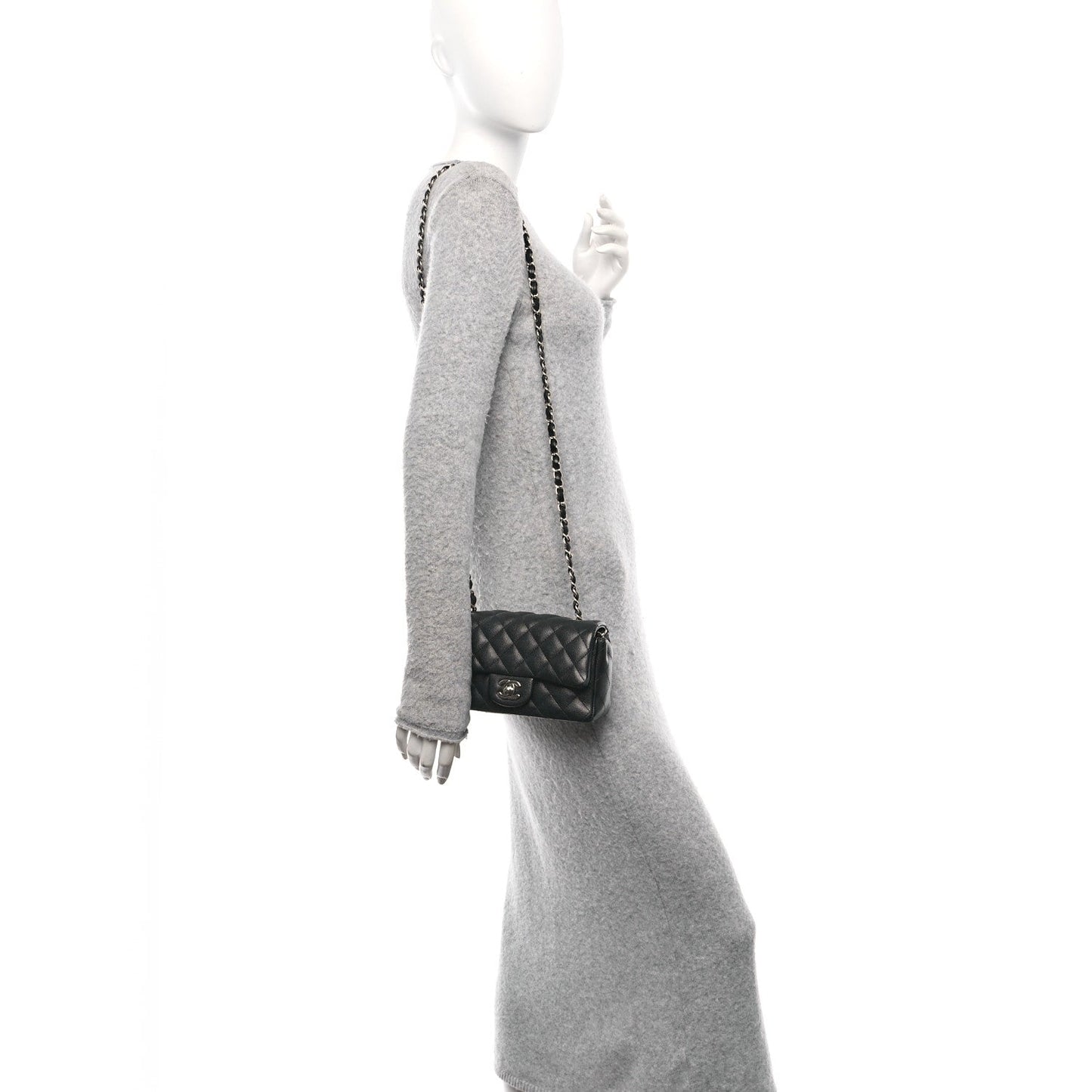 Caviar Quilted Mini Rectangular Flap Black