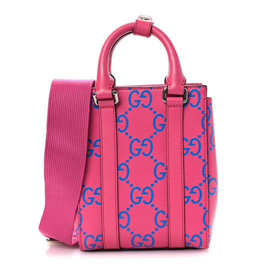 Calfskin GG Tennis Embossed Mini Tote Bag Modern Fuchsia Modern Blue