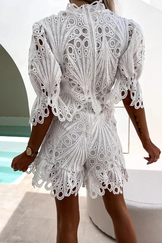Traje informal de dos piezas con encaje holgado y hueco 