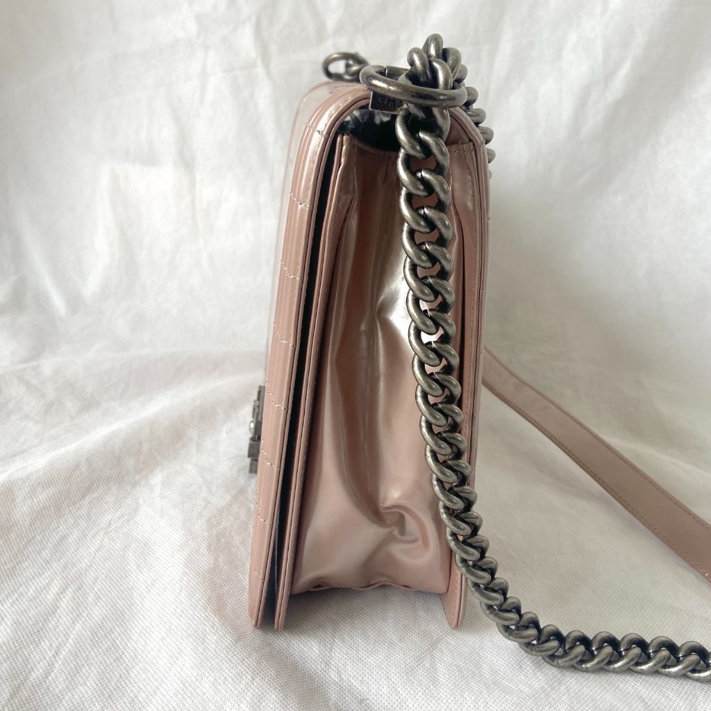Chanel reverso boy flap bag glazed iridescent calfskin