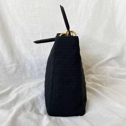 Christian Dior Lady Dior Black Canvas Handbag
