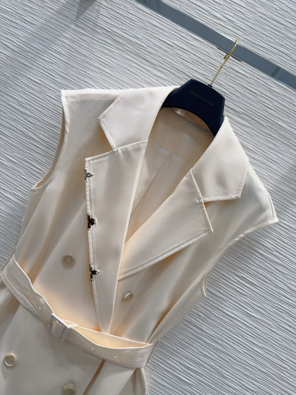 LV 25 Versatile Vest Jacket Black Beige Polyester