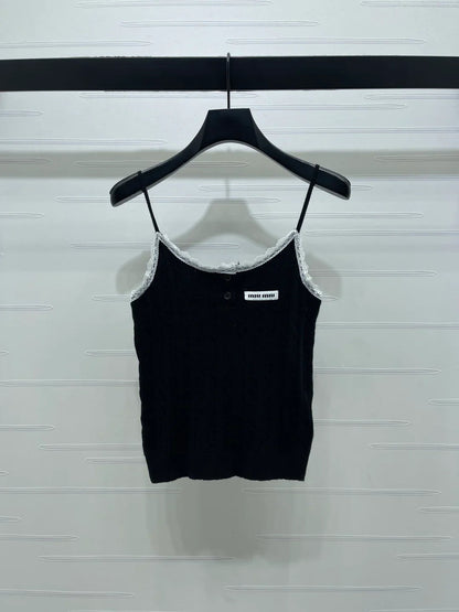 Miumiu 2026 Lace-Trimmed Knit Camisole Wool