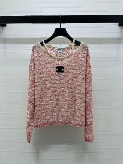 Chanel 2026 Off-the-shoulder Knit Long-sleeved Top Wool Cashmere