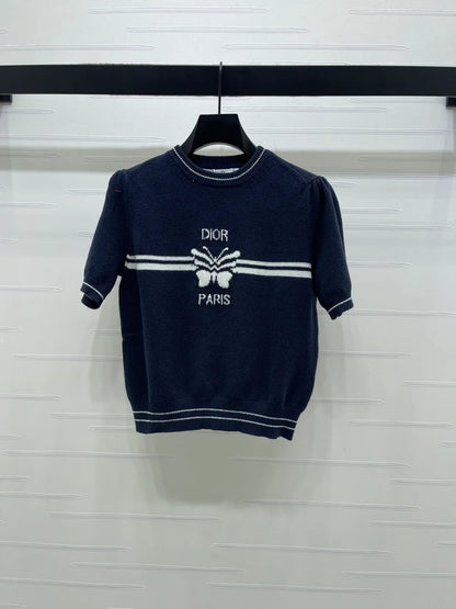 Dior 2026 Bow with Logo Short-Sleeve T-Shirt Wool