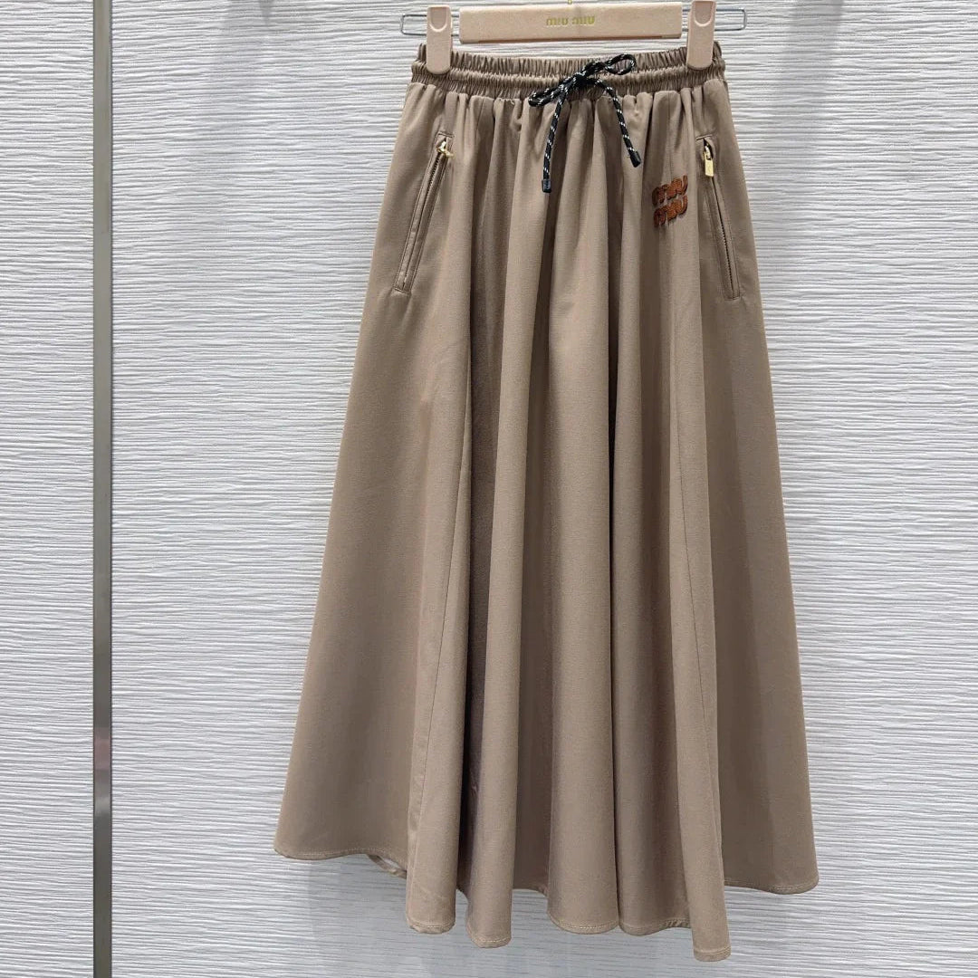 Miumiu 2026 Midi Skirt Black and Beige Polyester