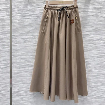 Miumiu 2026 Midi Skirt Black and Beige Polyester