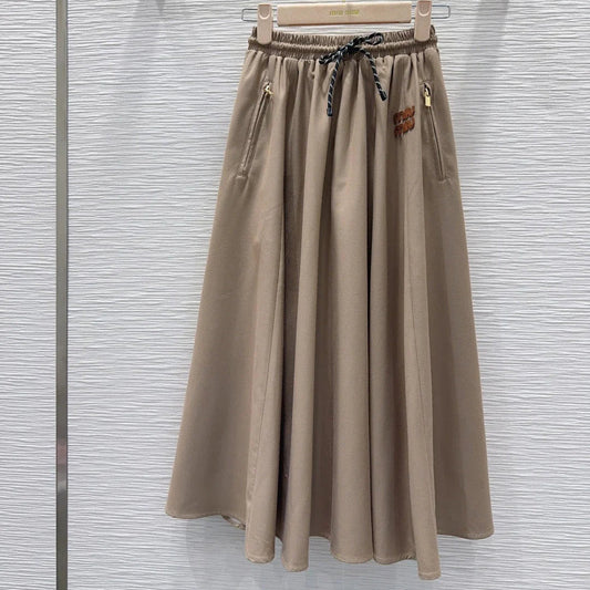 Miumiu 2026 Midi Skirt Black and Beige Polyester