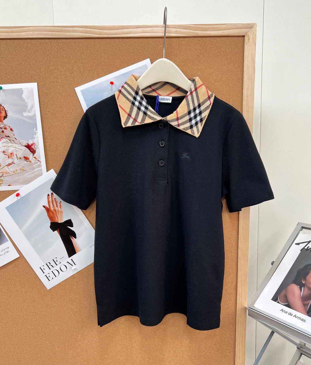 Burberry Check Collar Polo Shirt in Cotton