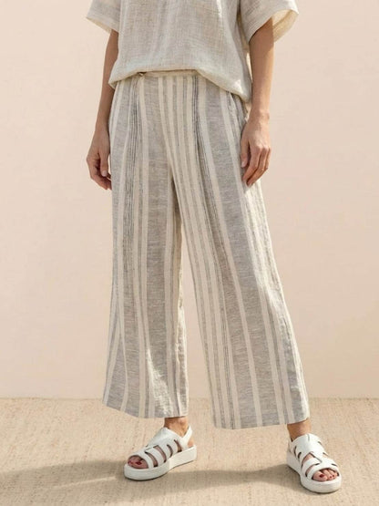 Paloma | Women's Casual Striped Wide-Leg Pants and Tee Two-Piece Set