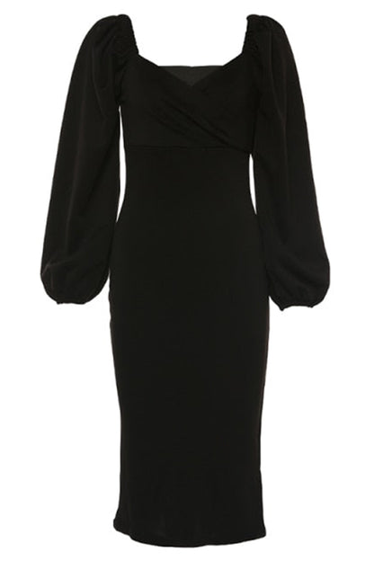 Vestido midi Lorraine con hombros descubiertos y mangas abullonadas 