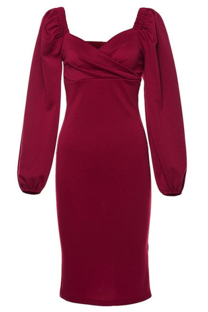 Vestido midi Lorraine con hombros descubiertos y mangas abullonadas 