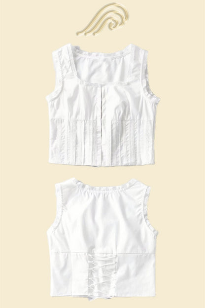 Camiseta de tirantes de algodón con cordones y pliegues Cora 