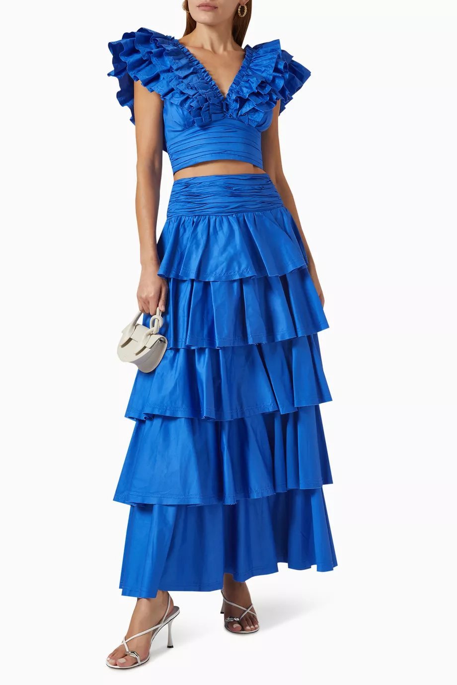 Conjunto Cornelia con escote en V y volantes en capas 