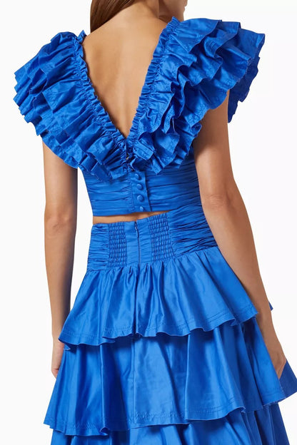 Conjunto Cornelia con escote en V y volantes en capas 