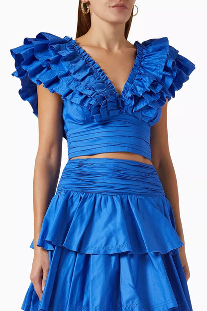 Conjunto Cornelia con escote en V y volantes en capas 