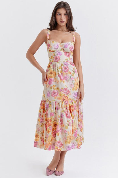 Vestido midi acampanado con estampado Cottie 