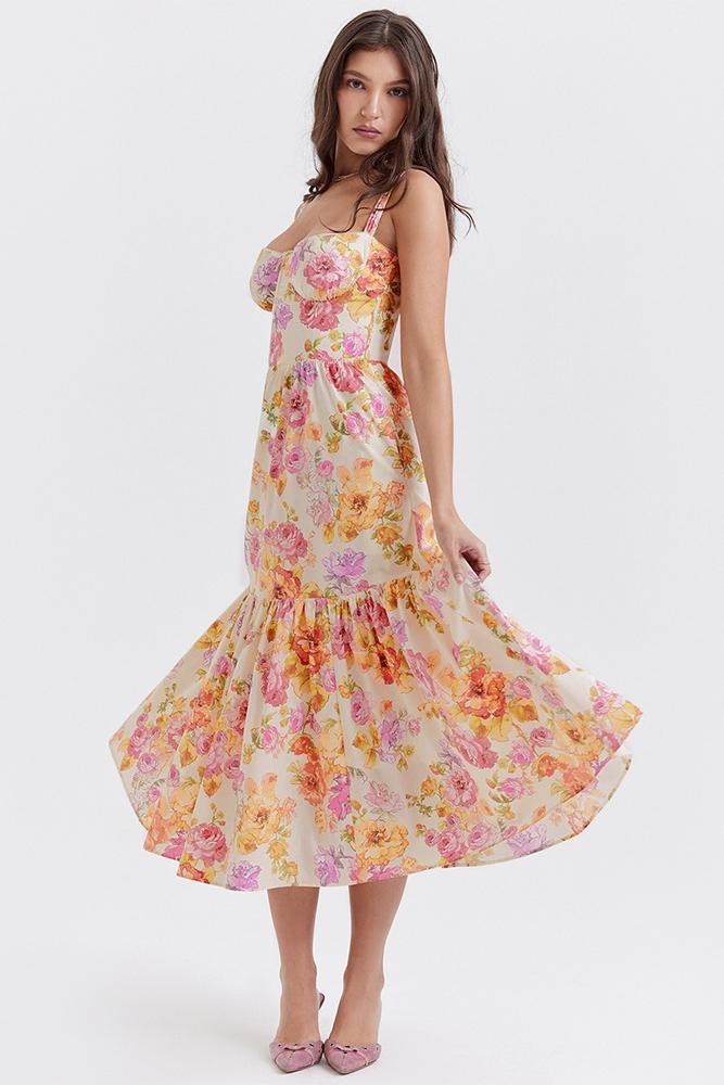 Vestido midi acampanado con estampado Cottie 