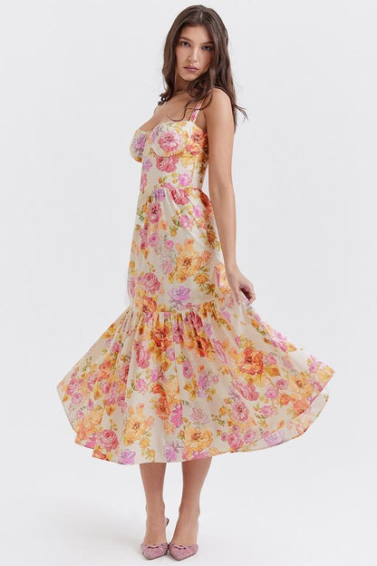 Vestido midi acampanado con estampado Cottie 