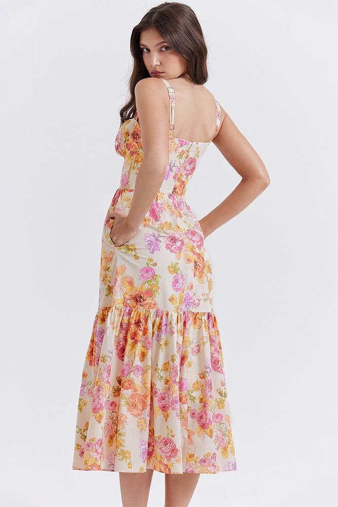 Vestido midi acampanado con estampado Cottie 