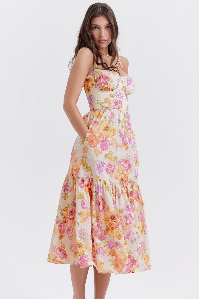 Vestido midi acampanado con estampado Cottie 