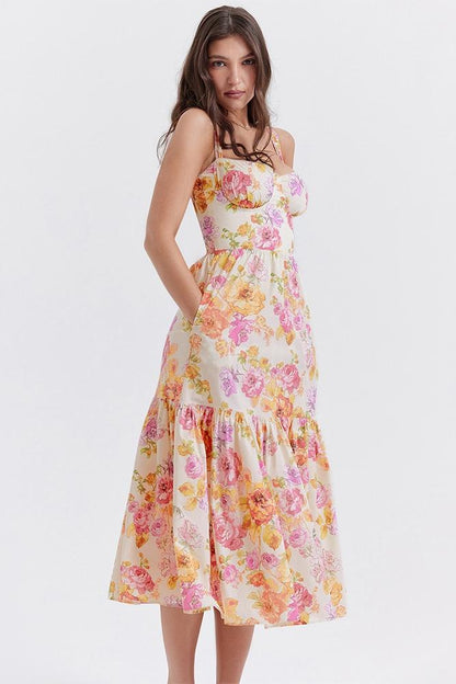 Vestido midi acampanado con estampado Cottie 